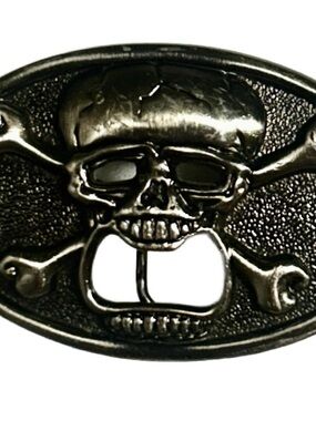 Kalan ~ Silver Tone ~ Skull & Crossbones Men’s ~  Bottle Opener Belt Buckle